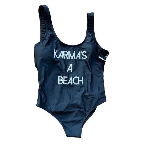 No Boundaries KARMA'S A BEACH One Piece Swim Suit L NWT - Picture 1 of 13